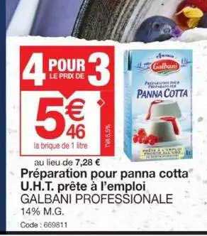 préparation pour panna cotta uht prête à l'emploi galbani professionale