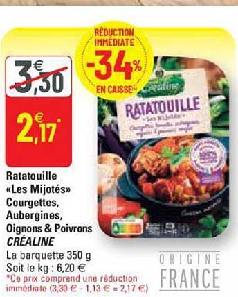 ratatouille "les mijotés" courgettes, aubergines, oignons&poivrons créaline