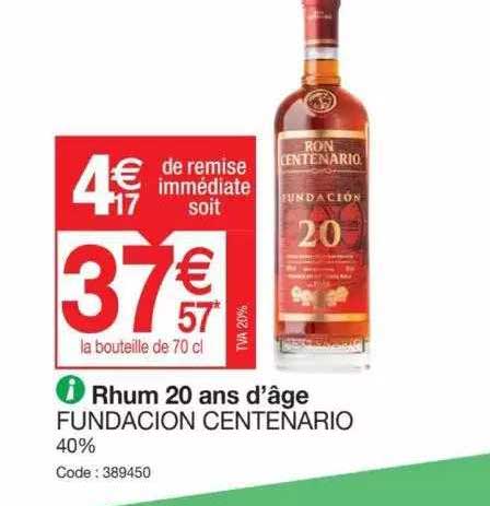 rhum 20 ans d'âge fundacion centenario
