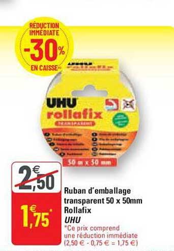 ruban d'emballage transparent rollafix uhu
