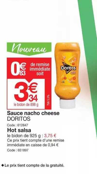 sauce nacho cheese doritos ou hot salsa