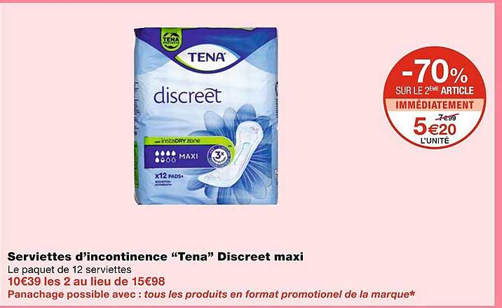 serviettes d'incontinence tena discreet maxi