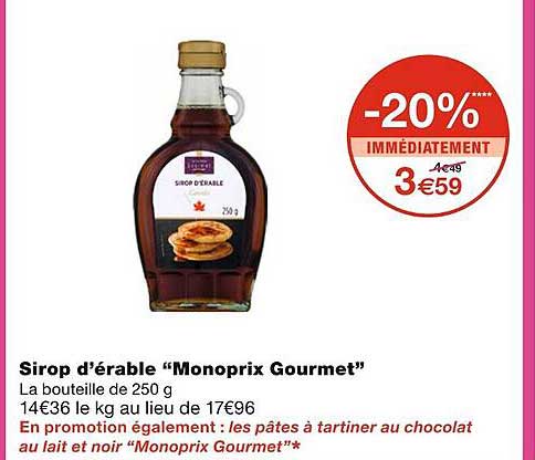 sirop d'érable monoprix gourmet