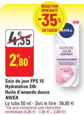 soin de jour fps 15 hydratation 24h huile d'amande douce nivea