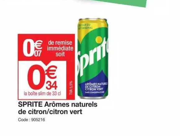 sprite arômes naturels de citron-citron vert