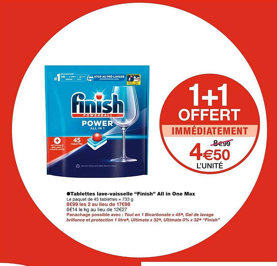 tablettes lave-vaisselle finish all in one max