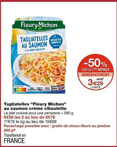 tagliatelles fleury michon au saumon crème ciboulette