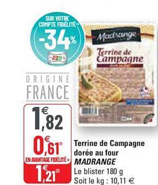 terrine de campagne dorée au four madrange