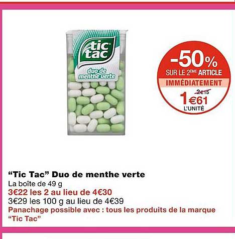 tic tac duo de menthe verte