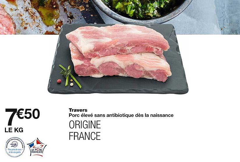 travers porc élevé sans antibiotique dès la naissance