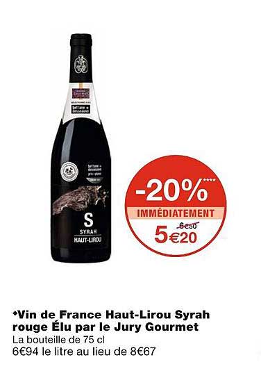 vin de france haut-lirou syrah rouge élu par le jury gourmet