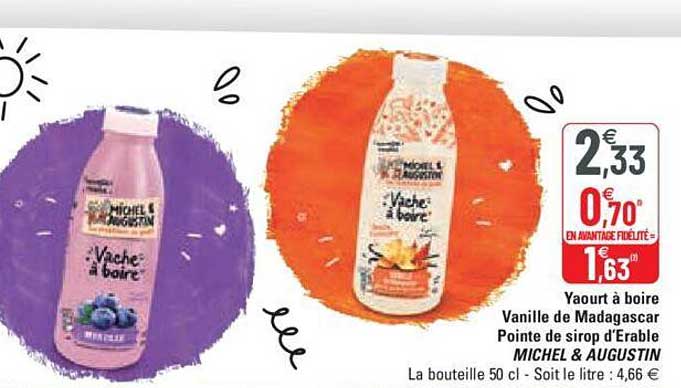 yaourt à boire vanille de madagascar pointe de sirop d'érable michel & augustin