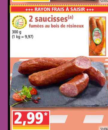 2 saucisses fumées au bois de résineux