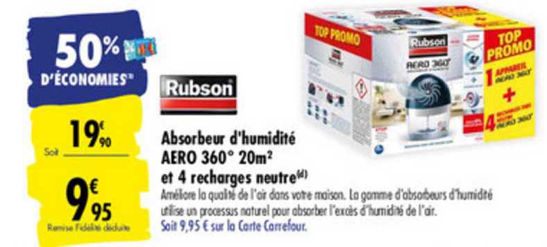 absorbeur d'humidité aero 360° 20m2 et recharges neutre rubson