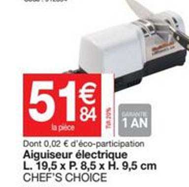 aiguiseur électrique l. 19.5 x p. 8.5 x h. 9.5 cm chef's choice