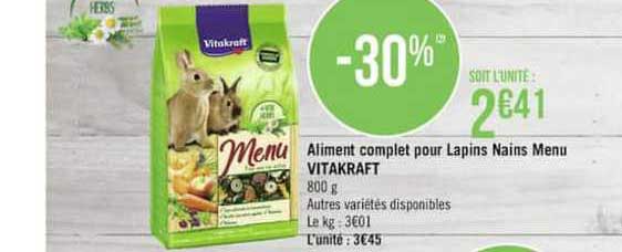 aliment complet pour lapins nains menu vitafraft