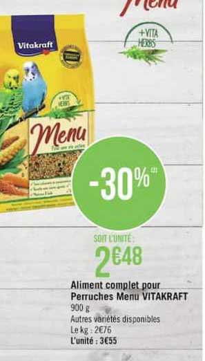 Aliment Complet Pour Perruches Menu Vitafraft