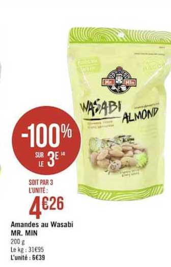 amandes au wasabi mr. min -100% sur le 3e