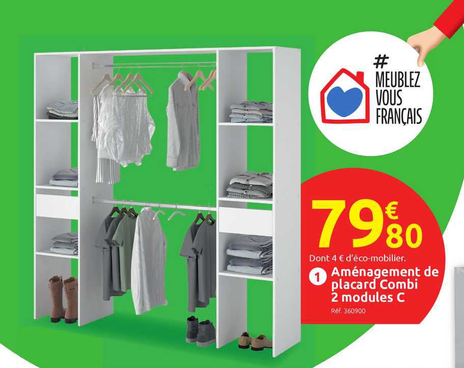 aménagement de placard combi 2 modules c