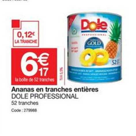 ananas en tranches entières dole professional