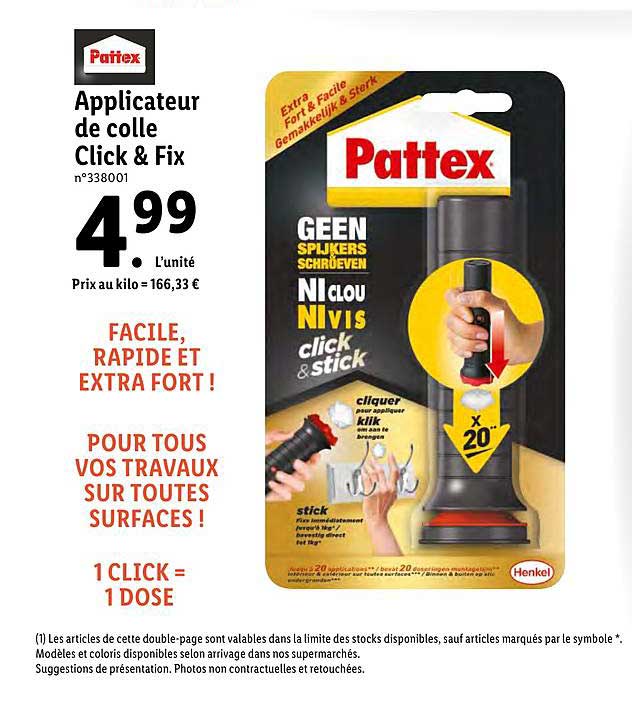 applicateur de colle click & fix pattex
