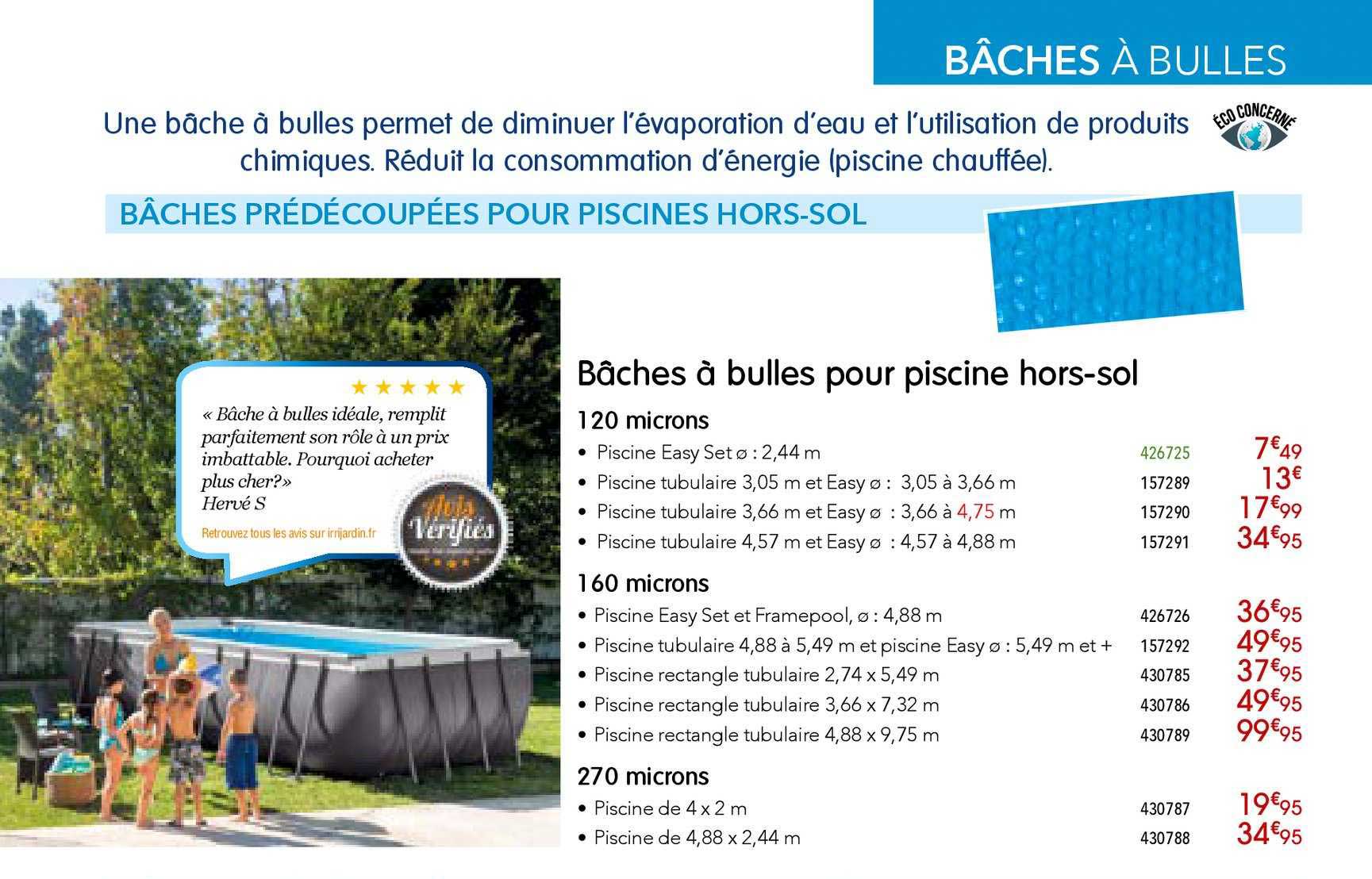 bâches à bulles pour piscine hors sol