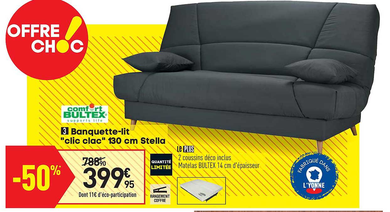 Banquette Lit Clic Clac 130 Cm Stella Comfort Bultex