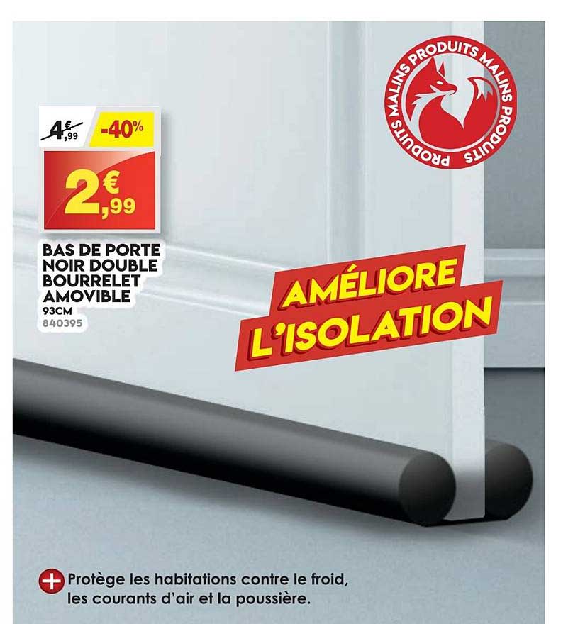 bas de porte noir double bourrelet amovible