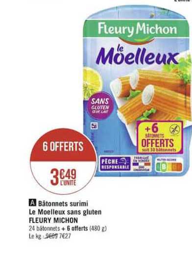 bâtonnets surimi le moelleux sans gluten fleury michon