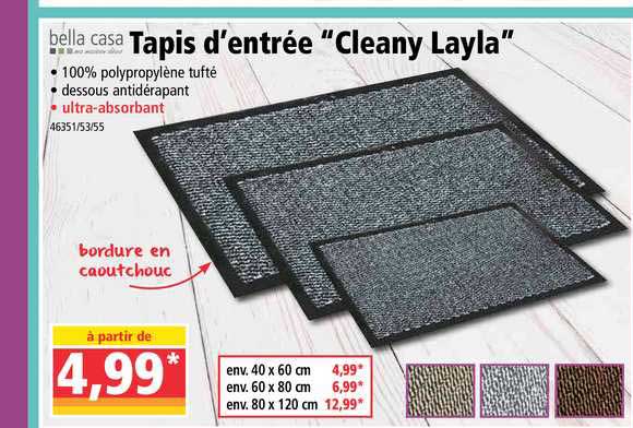 bella casa tapis d'entrée "cleany layla"