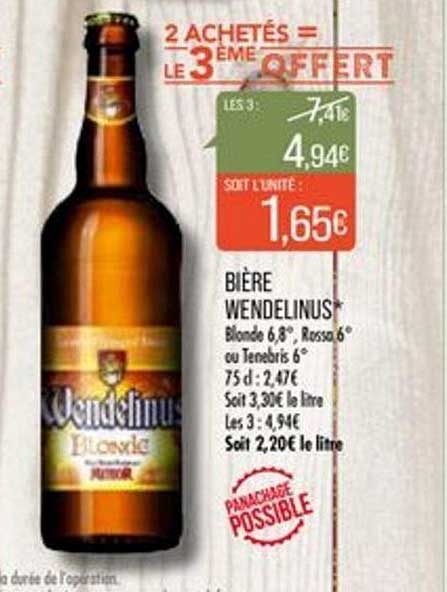 bière wendelinus 2 achetés = le 3ème offert