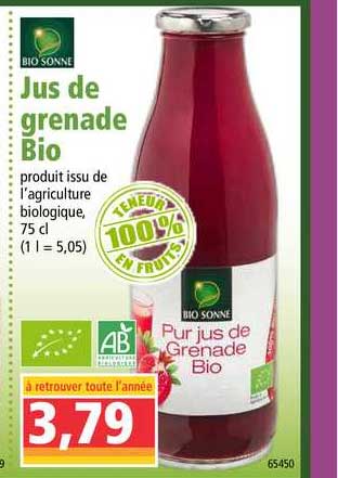 bio sonne jus de grenade bio