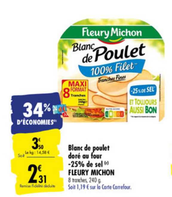 blanc de poulet doré au four moins 25% de sel fleury michon