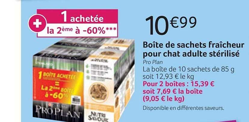 Boîte De Sachets Fraîcheur Pour Chat Adulte Stérilisé Pro Plan La 2ème à -60%