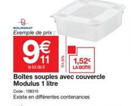 boîtes souples avec couvercle modulus 1 litre
