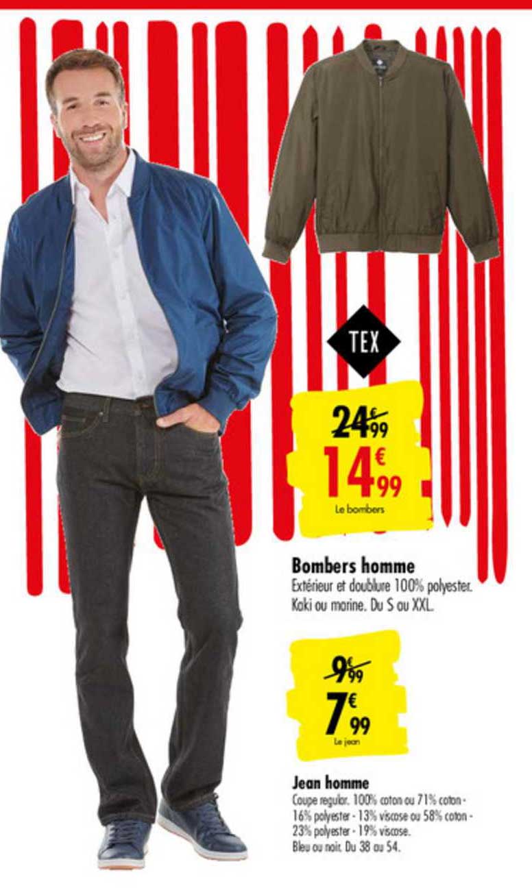 bombers homme jean homme tex