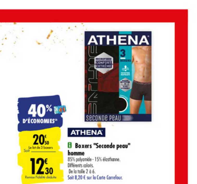 boxers seconde peau homme athena