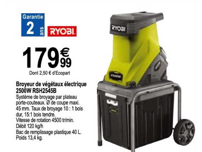 Broyeur De Végétaux électrique 2500w Rsh2545b Ryobi