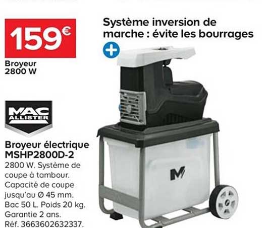broyeur électrique mshp 2800d 2 mac allister