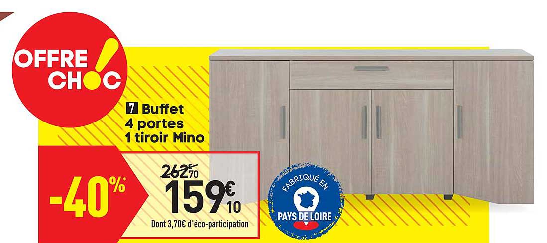 buffet 4 portes 1 tiroir mino