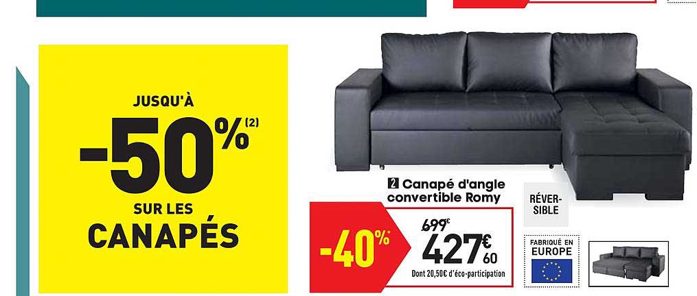 canapé d'angle convertible romy