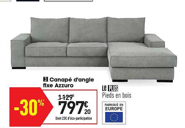 canapé d'angle fixe azzuro