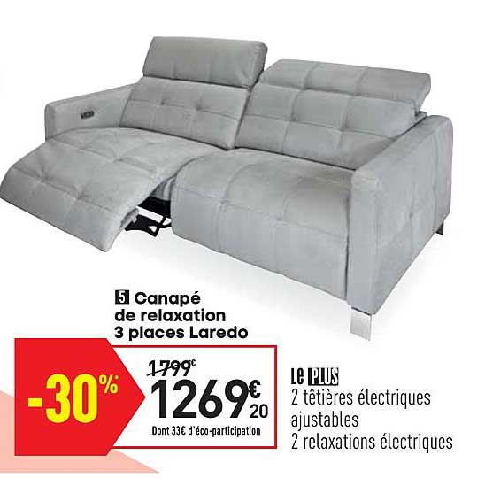 canapé de relaxation 3 places laredo