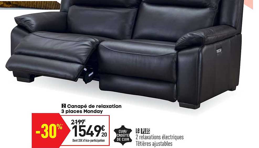 canapé de relaxation 3 places monday