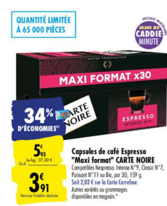 capsules de café espresso "maxi format" carte noire