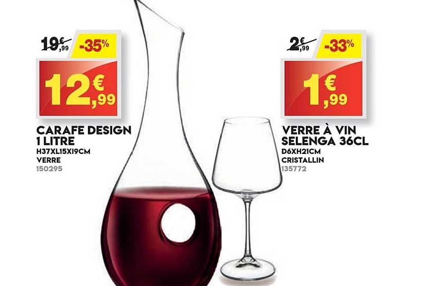 carafe design 1 litre verre à vin selenga 36cl