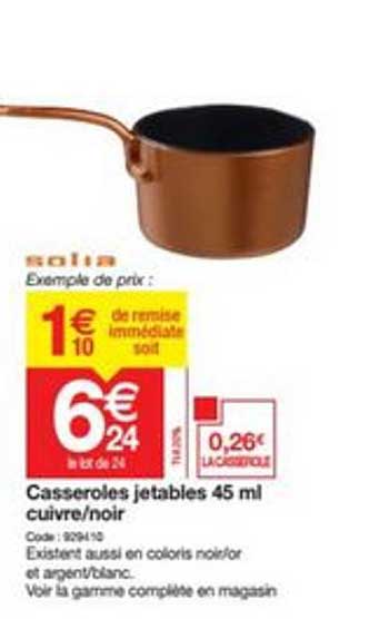 Casseroles Jetables 45 Ml Cuivre Noir