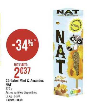 céréales miel & amandes nat