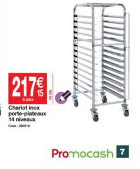 Chariot Inox Porte Plateaux 14 Niveaux