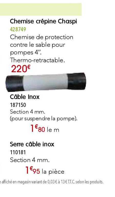 chemise crépine chaspi câble inox serre câble inox